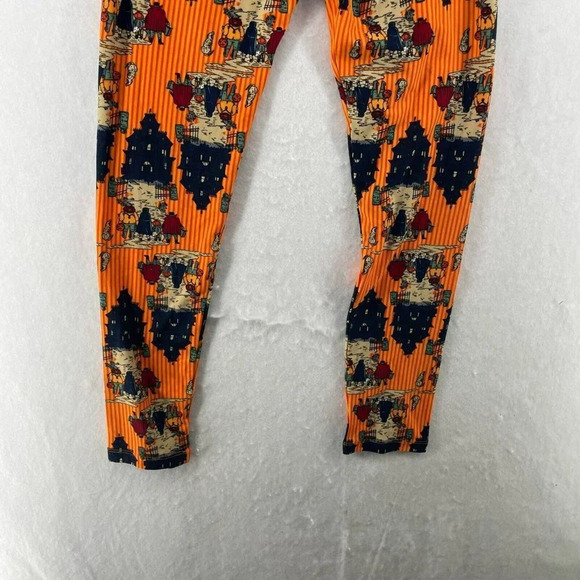 LulaRoe Leggings Women's Sz OS Orange Haunted House Halloween Trick-or-Treat - Picture 9 of 12